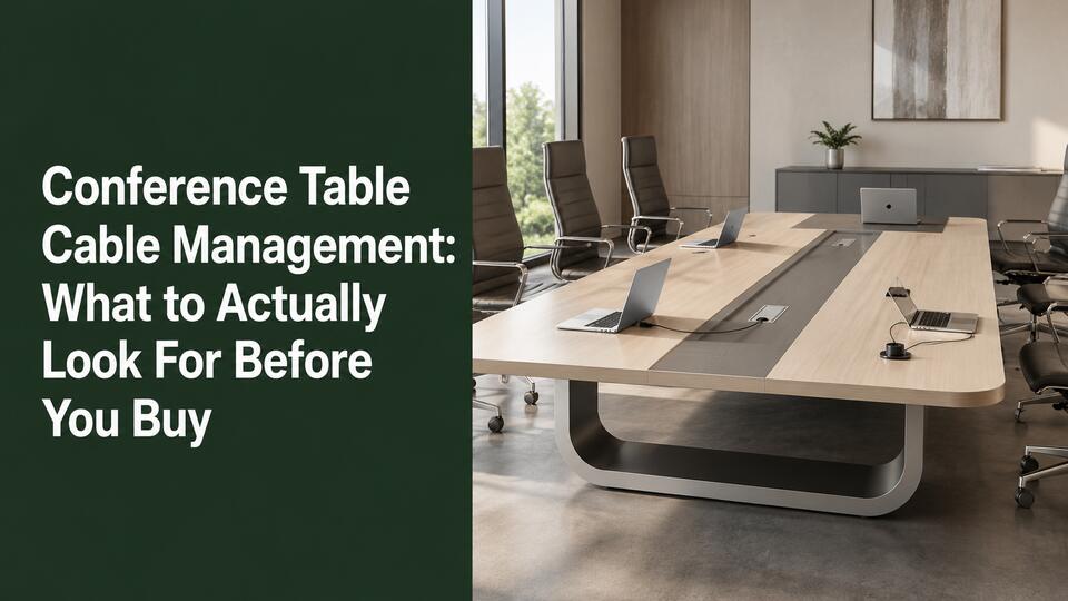 Conference table cable management in a modern European office