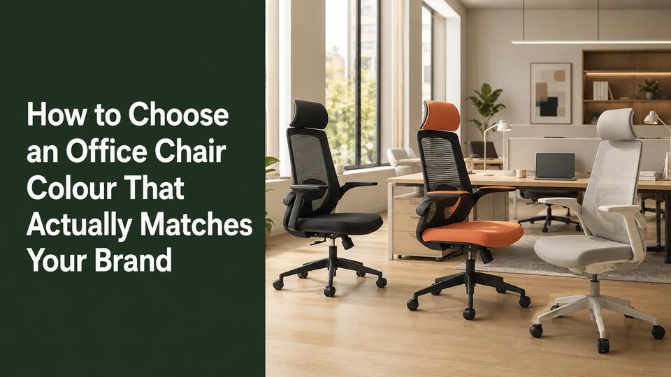 Office chair colours coordinated with a creative agency brand