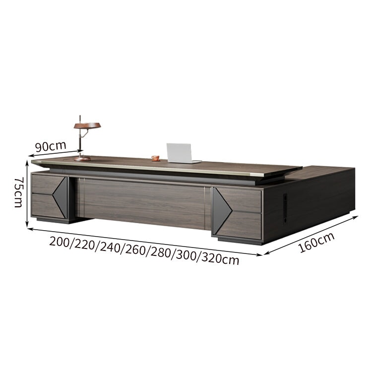 Gray Oak Executive Desk with Lockable Storage - LBZ-C025 - product image 7