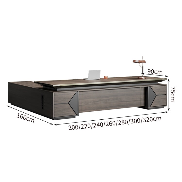 Gray Oak Executive Desk with Lockable Storage - LBZ-C025 - product image 8