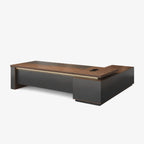 Walnut L-Shaped Executive Desk with Power and Storage – product image 5