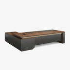 Walnut L-Shaped Executive Desk with Power and Storage – product image 1