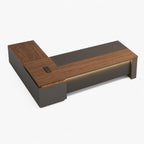 Walnut L-Shaped Executive Desk with Power and Storage – product image 3