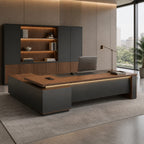 Walnut L-Shaped Executive Desk with Power and Storage – product image 12