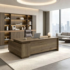 Walnut_Executive_Desk_with_Return_and_Integrated_Storage_kaguyasu_LBZ-2141_Main_picture 1