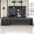 black marble modern l shaped executive desk kaguyasuLBZ 2135 main images 10