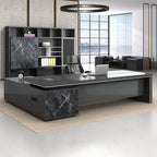 black marble modern l shaped executive desk kaguyasuLBZ 2135 main images 12