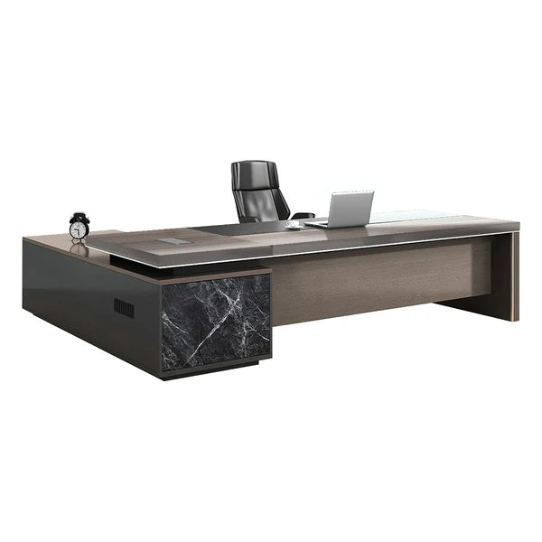 black marble modern l shaped executive desk kaguyasuLBZ 2135 main images 15