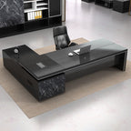 black marble modern l shaped executive desk kaguyasuLBZ 2135 main images 2