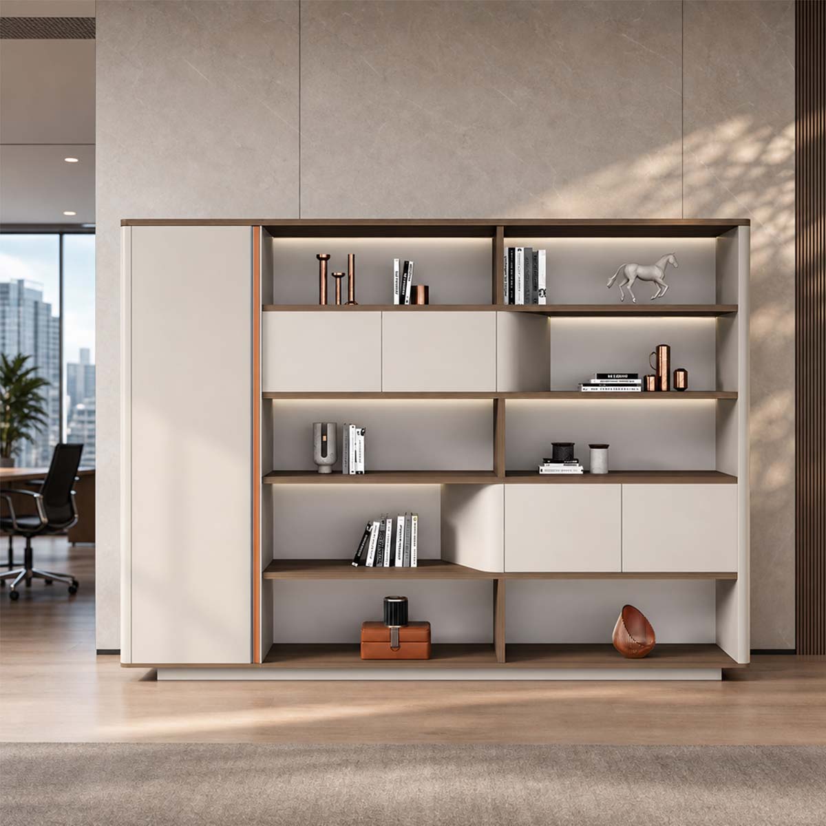 bookcase display cabinet with glass doors and lights kaguyasuMG LBG CH31 main images 1 Hauptbild