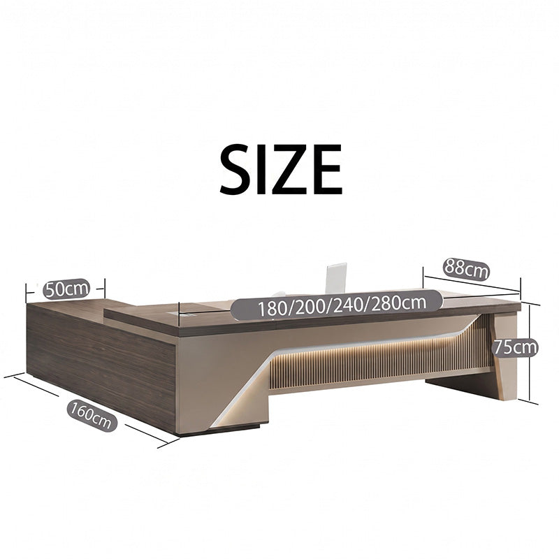 detailed image l shaped executive desk with side cabinet dial lock LBZ T068 2