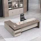 detailed image wood grain executive desk with side cabinet dial lock LBZ C156 10