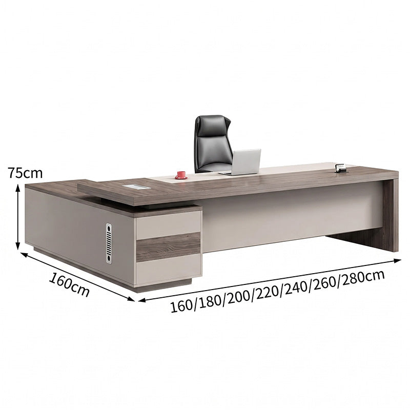 detailed image wood grain executive desk with side cabinet dial lock LBZ C156 7
