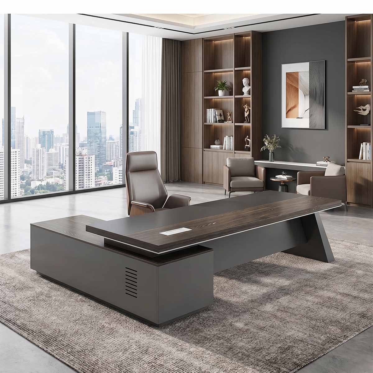 executive desk real wood l shaped office desk kaguyasuLBZ 1065 main images 1 Hauptbild