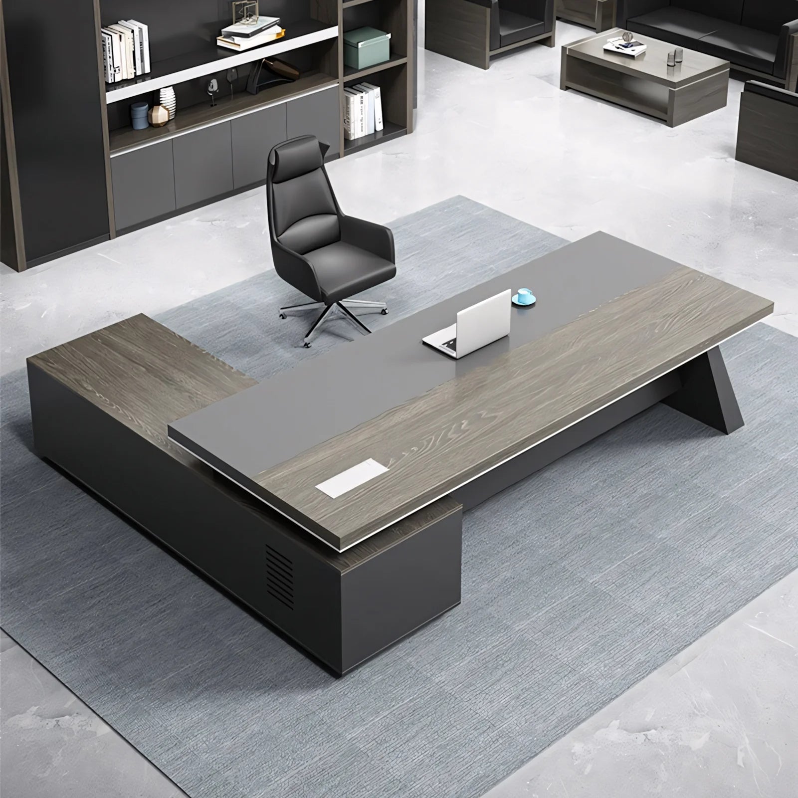 executive desk real wood l shaped office desk kaguyasuLBZ 1065 main images 4 Hauptbild