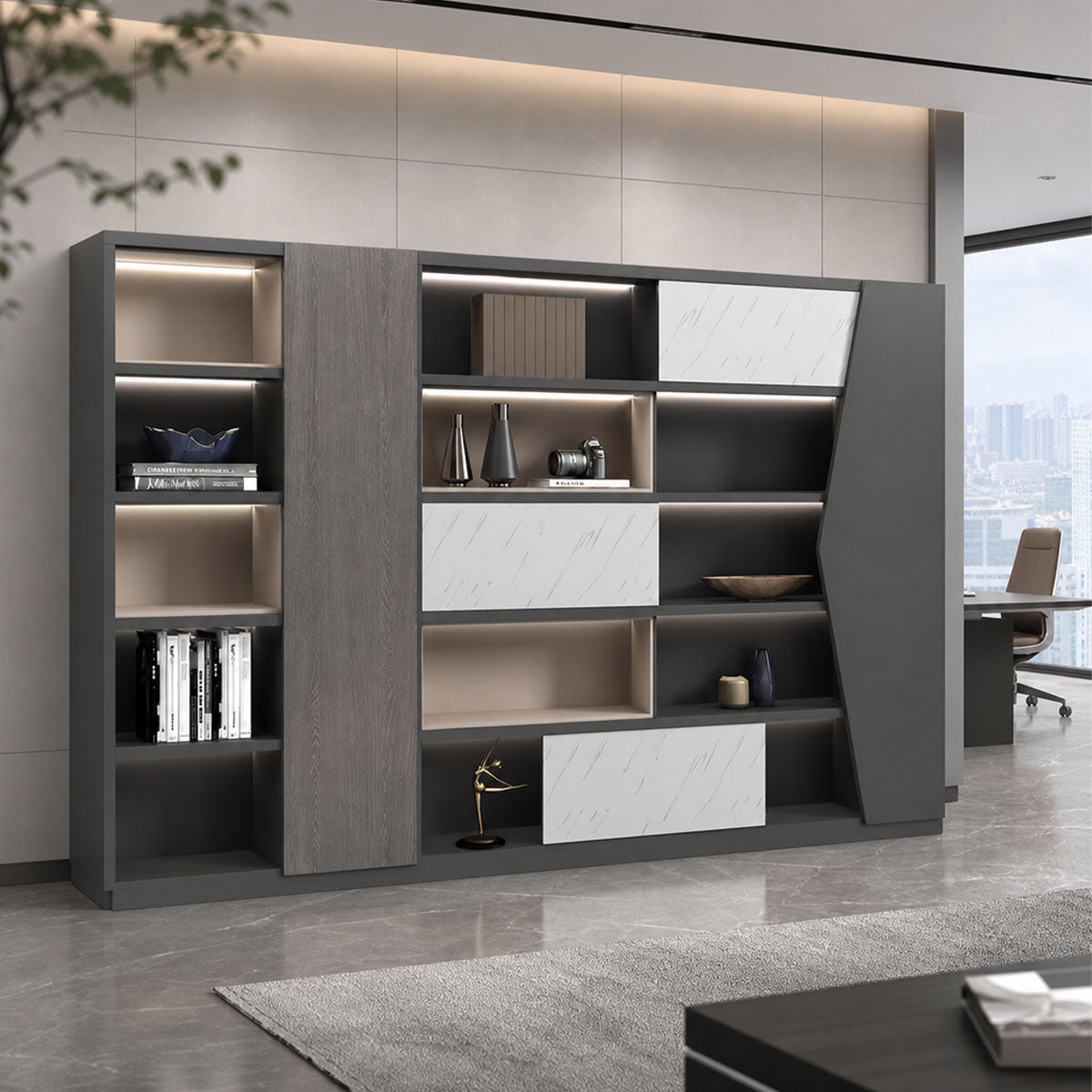 executive wooden bookcase cabinets and display cabinets kaguyasuLBG K039 main images Hauptbild