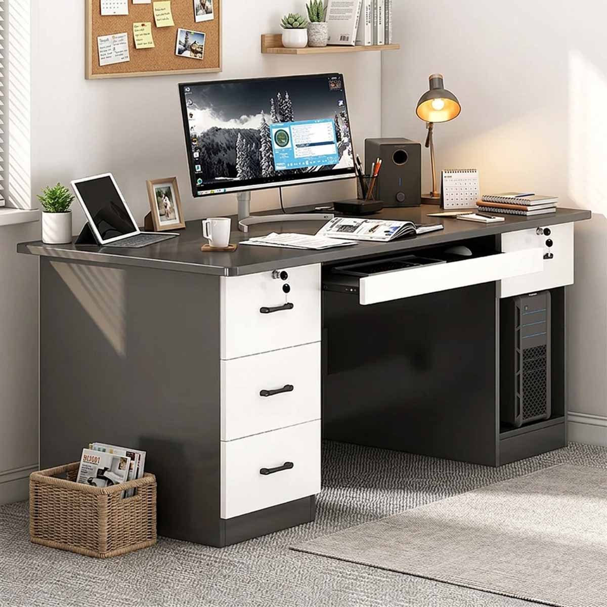 home office computer desk desk with 2 drawers kaguyasuBGZ 2022 main images 2 Hauptbild