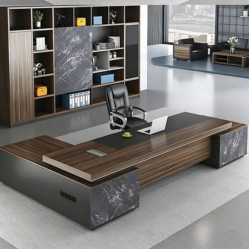 l shaped executive desk dark wood desk with storage kaguyasuLBZ 701 detailed images 3 Hauptbild