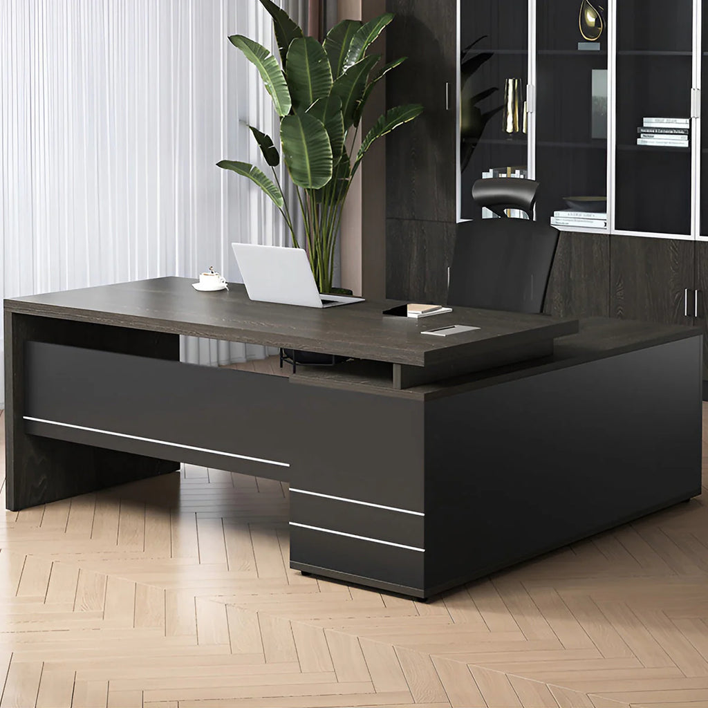 l shaped executive desk fluted wood office desk kaguyasuLBZ M080 main images 6