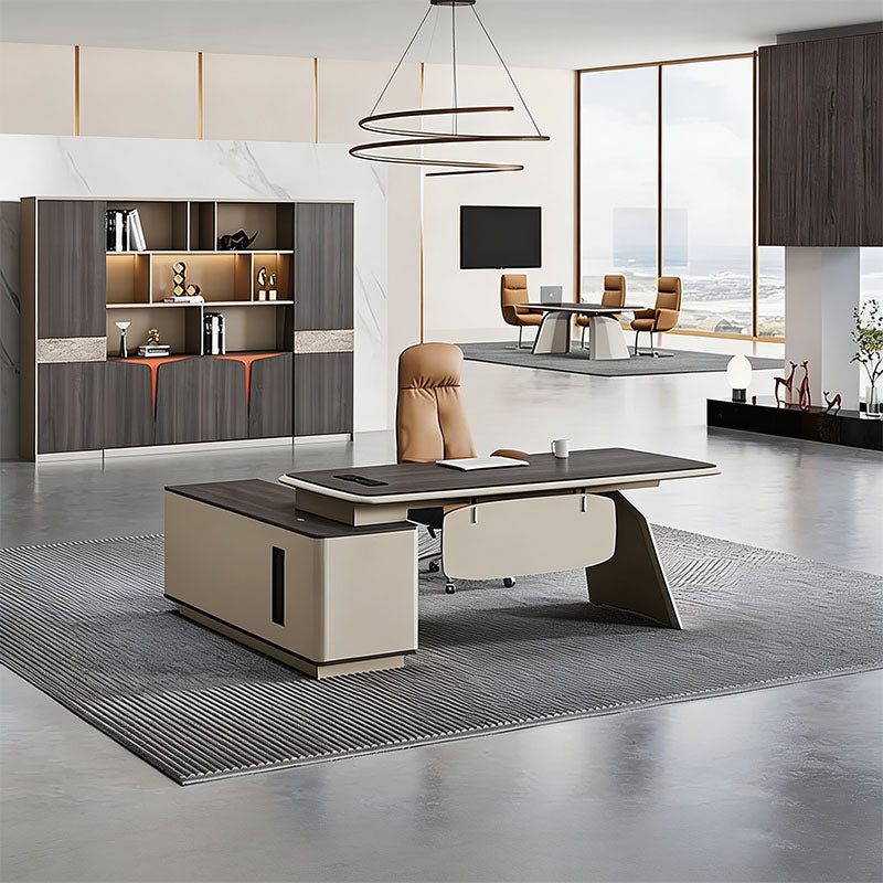 l shaped office desk two tone executive desk with storage kaguyasuLBZ 7165 main images 1