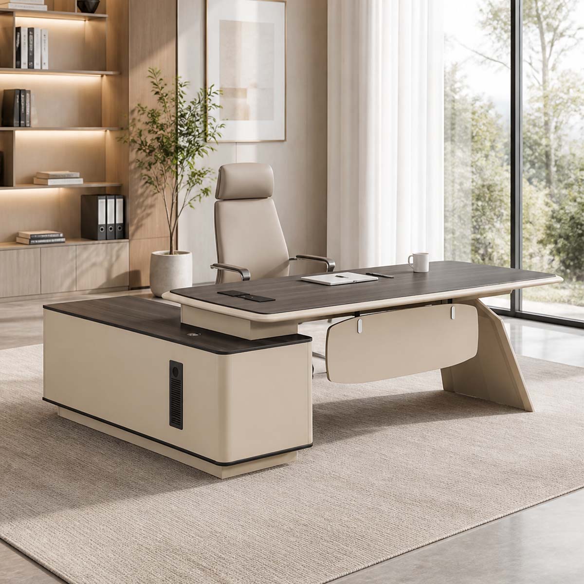 l shaped office desk two tone executive desk with storage kaguyasuLBZ 7165 main images 3 Hauptbild