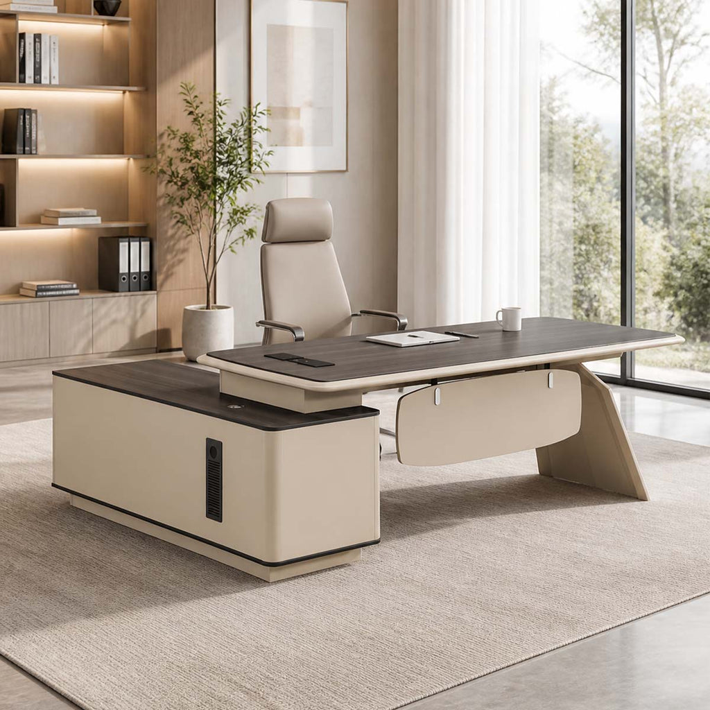 l shaped office desk two tone executive desk with storage kaguyasuLBZ 7165 main images 3