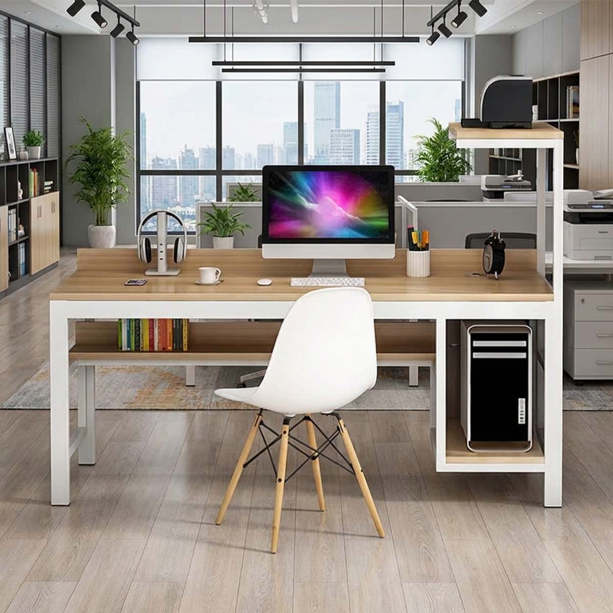 large computer desk desk with back panel kaguyasuBGZ 169 main images 4 Hauptbild