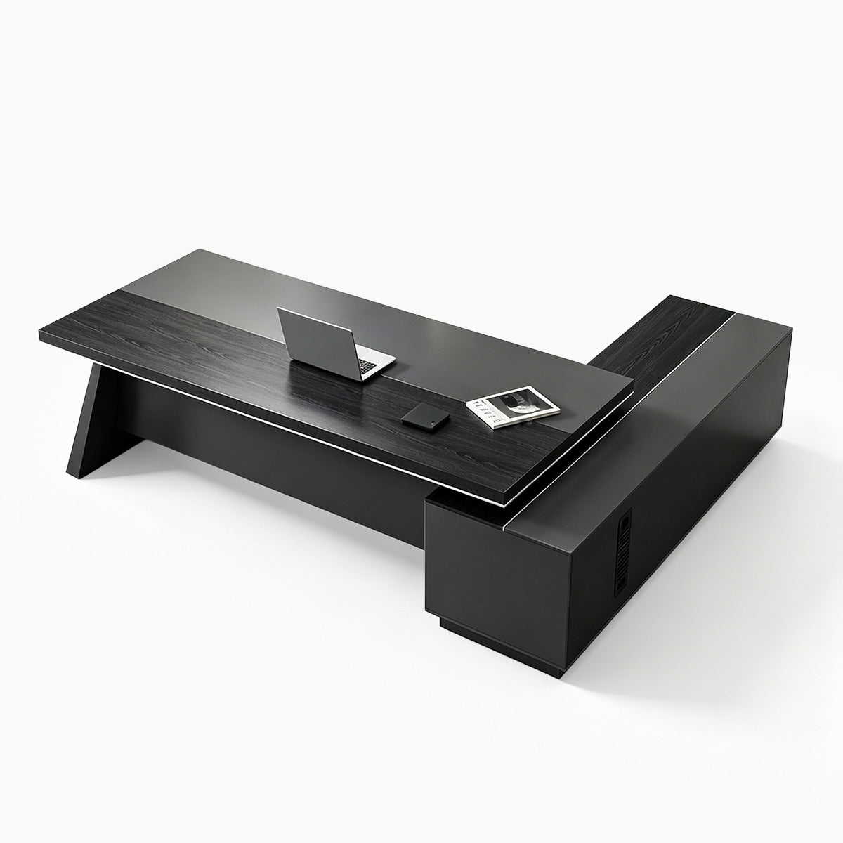 L-Shaped Executive Desk with File Drawers