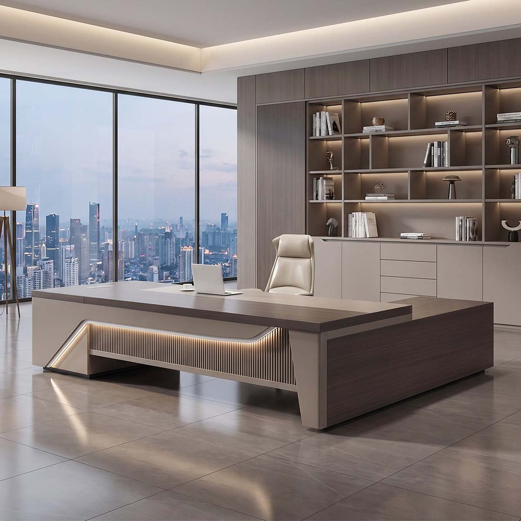 main image l shaped executive desk with side cabinet dial lock LBZ T068 3