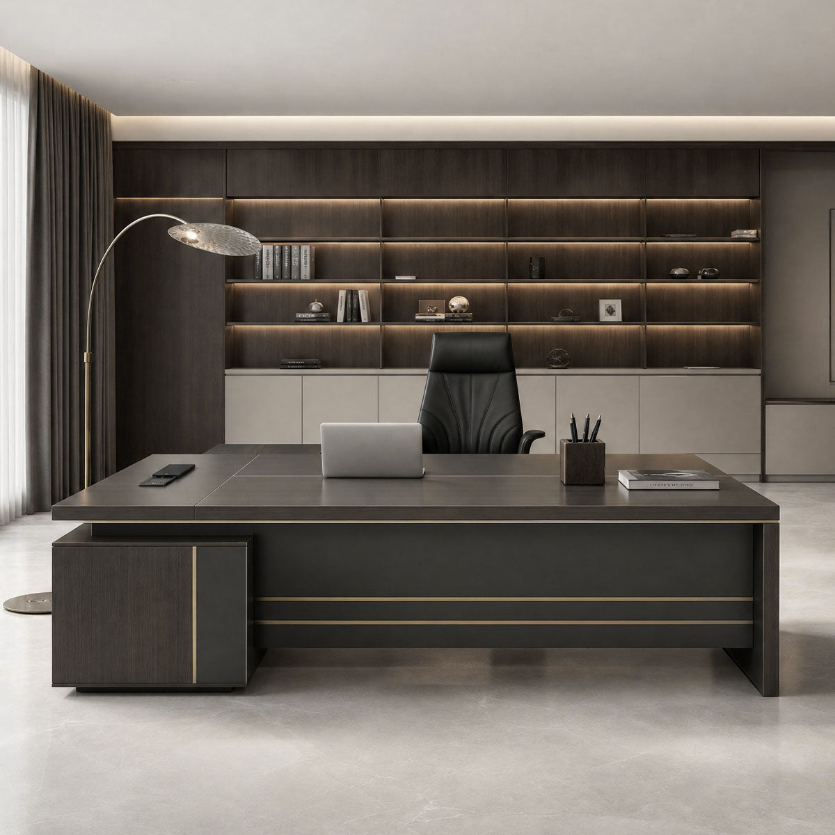main image modern l shaped executive desk with power outlet side cabinet LBZ 605 Hauptbild