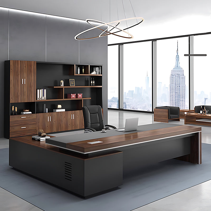 modern executive desk walnut desk with storage drawers kaguyasuLBZ 754 main images 23 Hauptbild