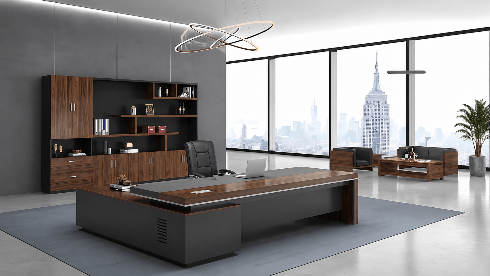 modern executive desk walnut desk with storage drawers kaguyasu LBZ 754 main images 1