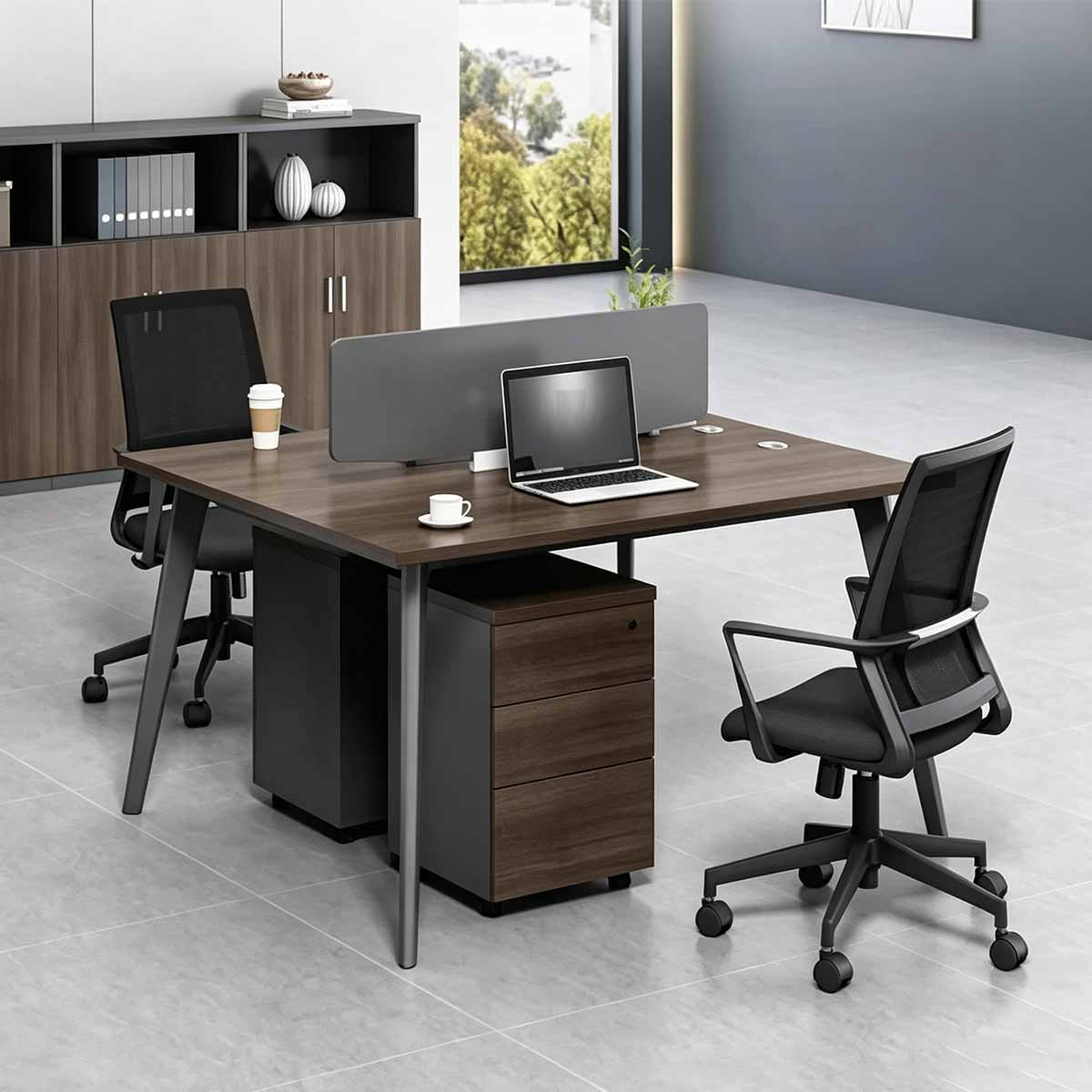 office workstation brown computer desk kaguyasu BGZ-2014 main images 2