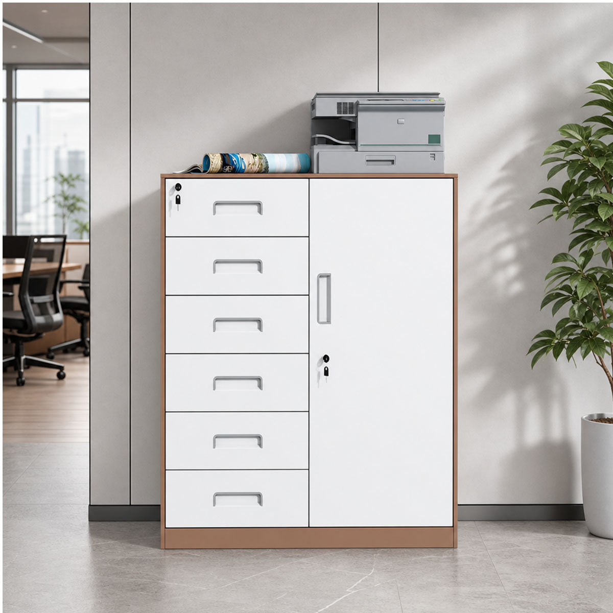 sleek steel drawer pedestal cube with storage bookcase kaguyasuCWG 2044 main images 2 Hauptbild