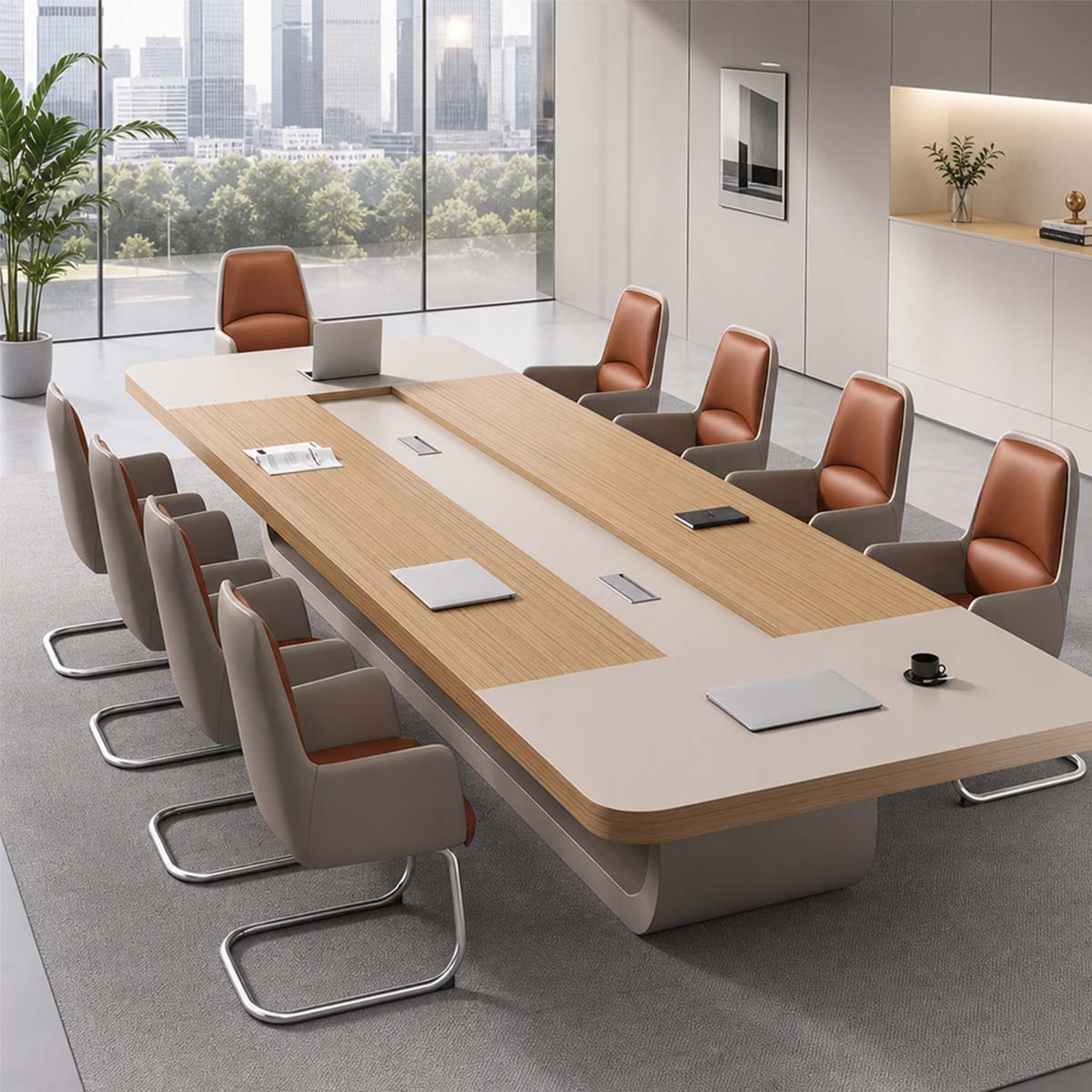 solid wood office table large meeting conference desk kaguyasuHYZ 083 main images 6 Hauptbild