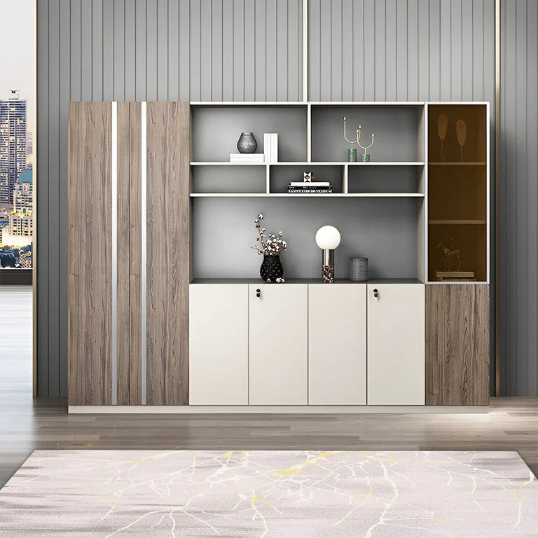 walnut executive bookcase professional cupboard display kaguyasuLBG K008 main images 1 Hauptbild