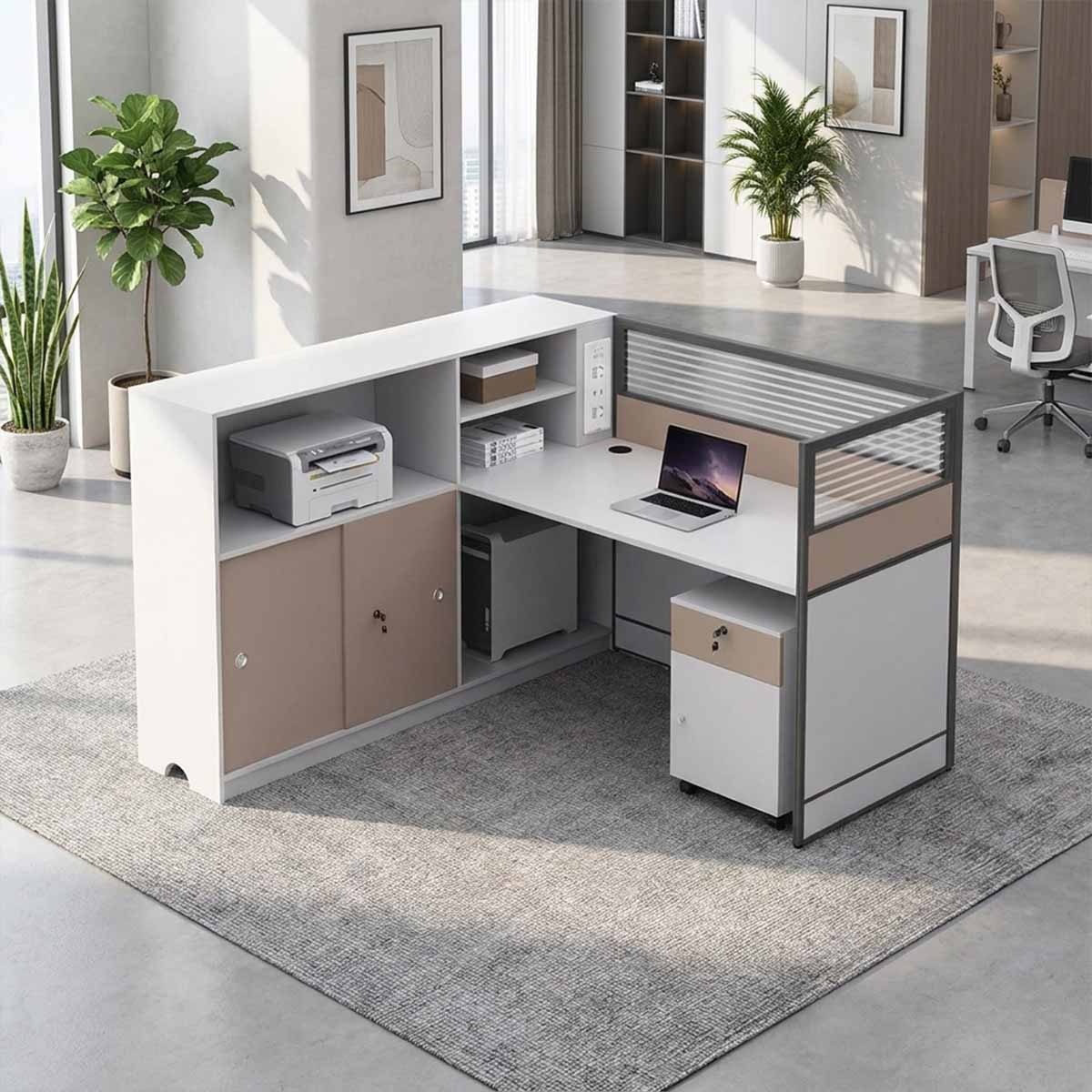 white desk with drawers white l shaped desk kaguyasuBGZ M002 main images 1